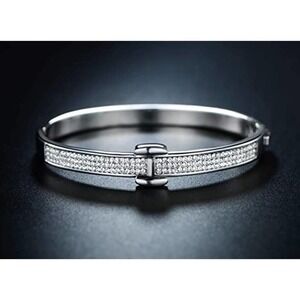 18K Gold Plated Crystal Belt Bangle White Gold Swarovski Crystal Belt Bangle $$$